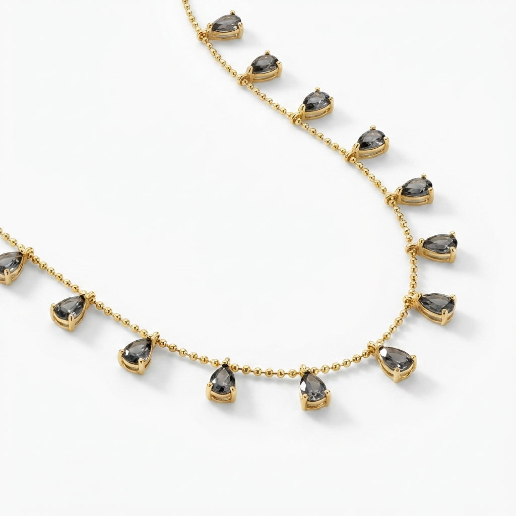 Midnight Teardrop Station Necklace