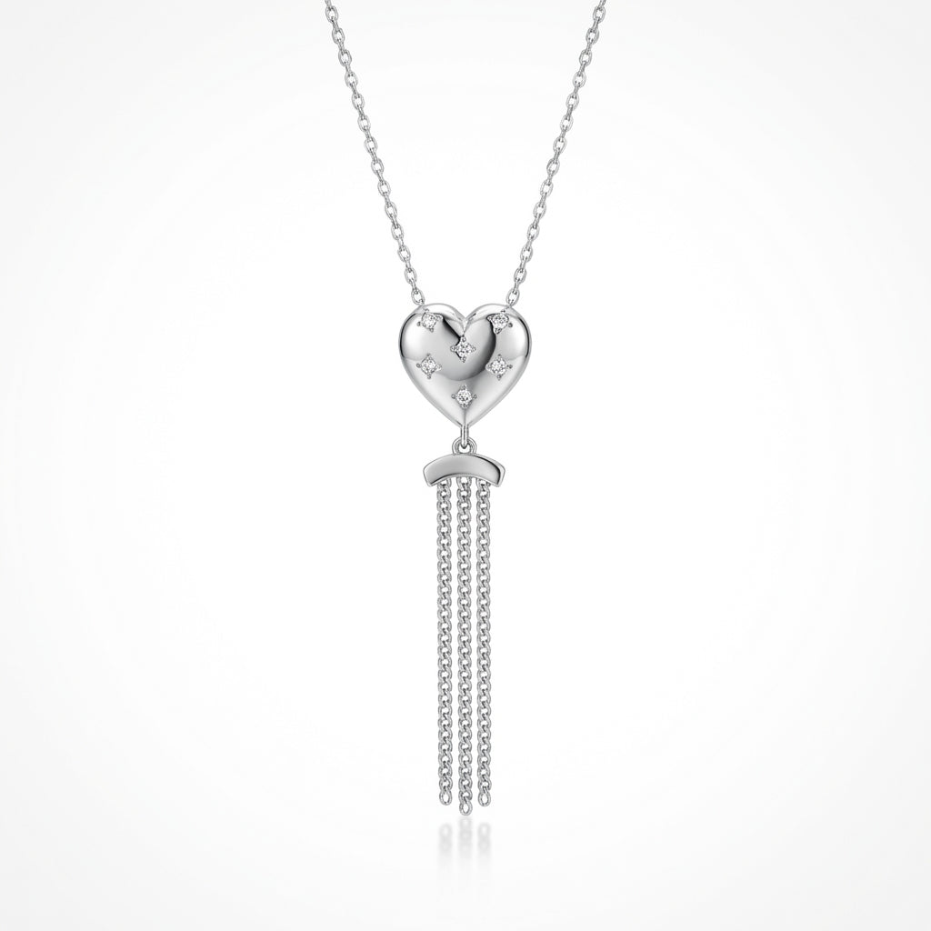 Stellar Heart Tassel Necklace