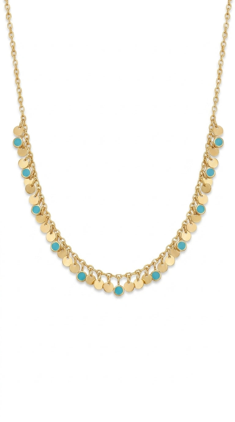 Radiant Azure Coin Aura Necklace