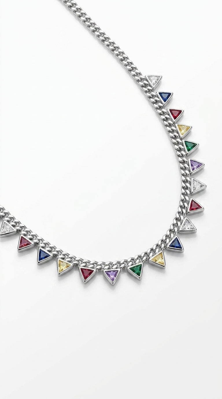 Radiant Geometric Prism Aura Necklace