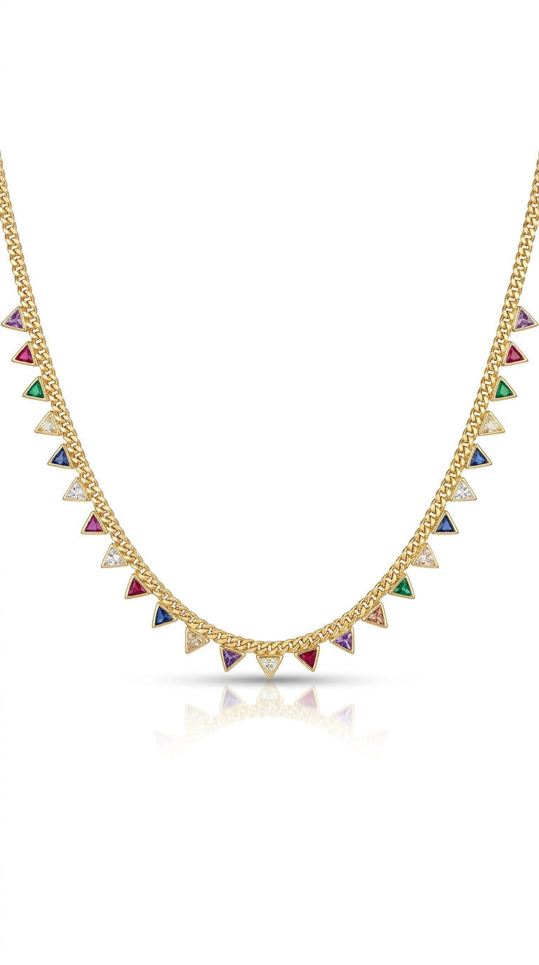 Radiant Geometric Prism Aura Necklace