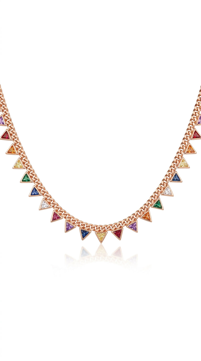 Radiant Geometric Prism Aura Necklace