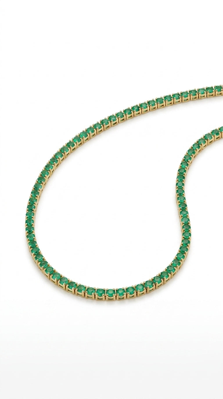 Radiant Emerald Tennis Aura Necklace
