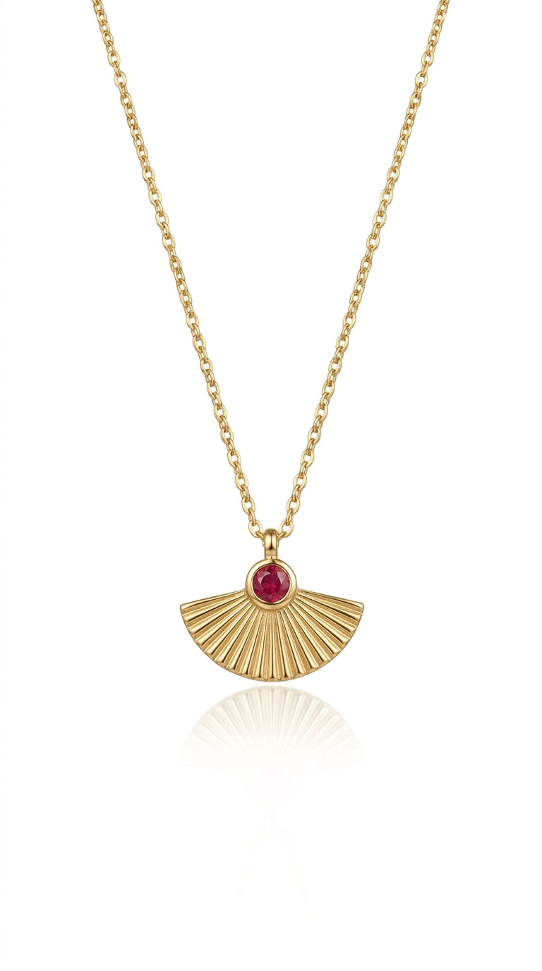 Radiant Ruby Fan Aura Necklace