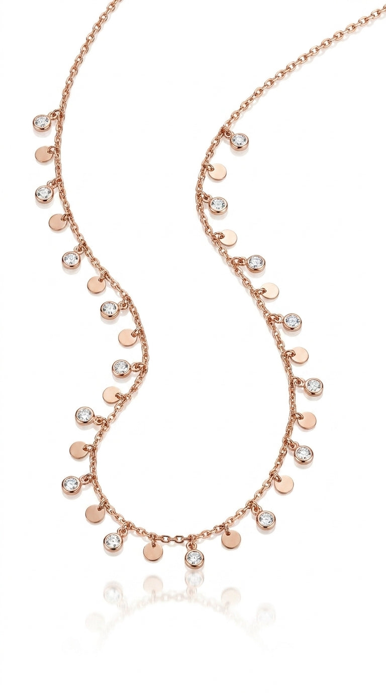 Celestial Shimmer Disc & Crystal Necklace