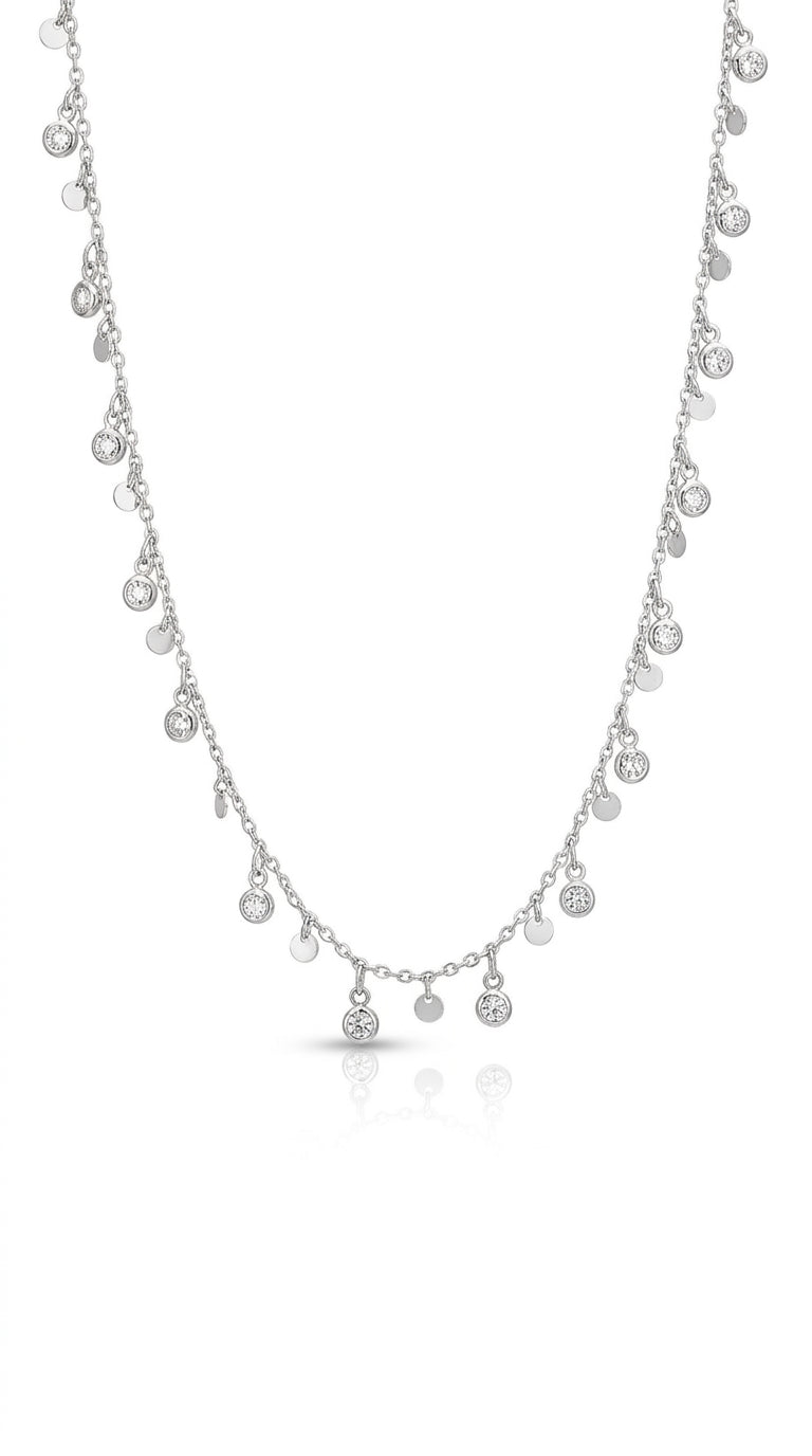 Celestial Shimmer Disc & Crystal Necklace