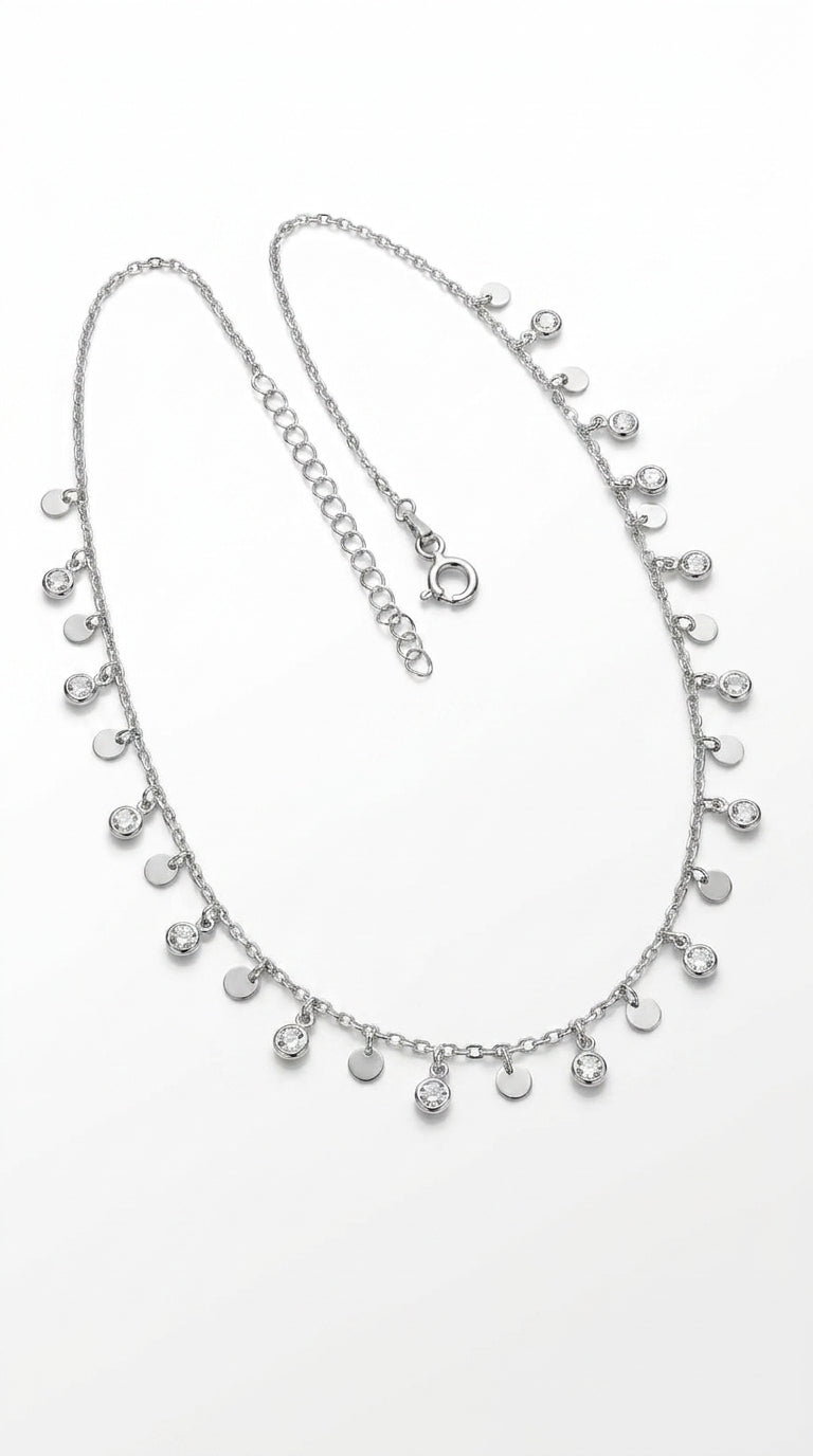 Celestial Shimmer Disc & Crystal Necklace