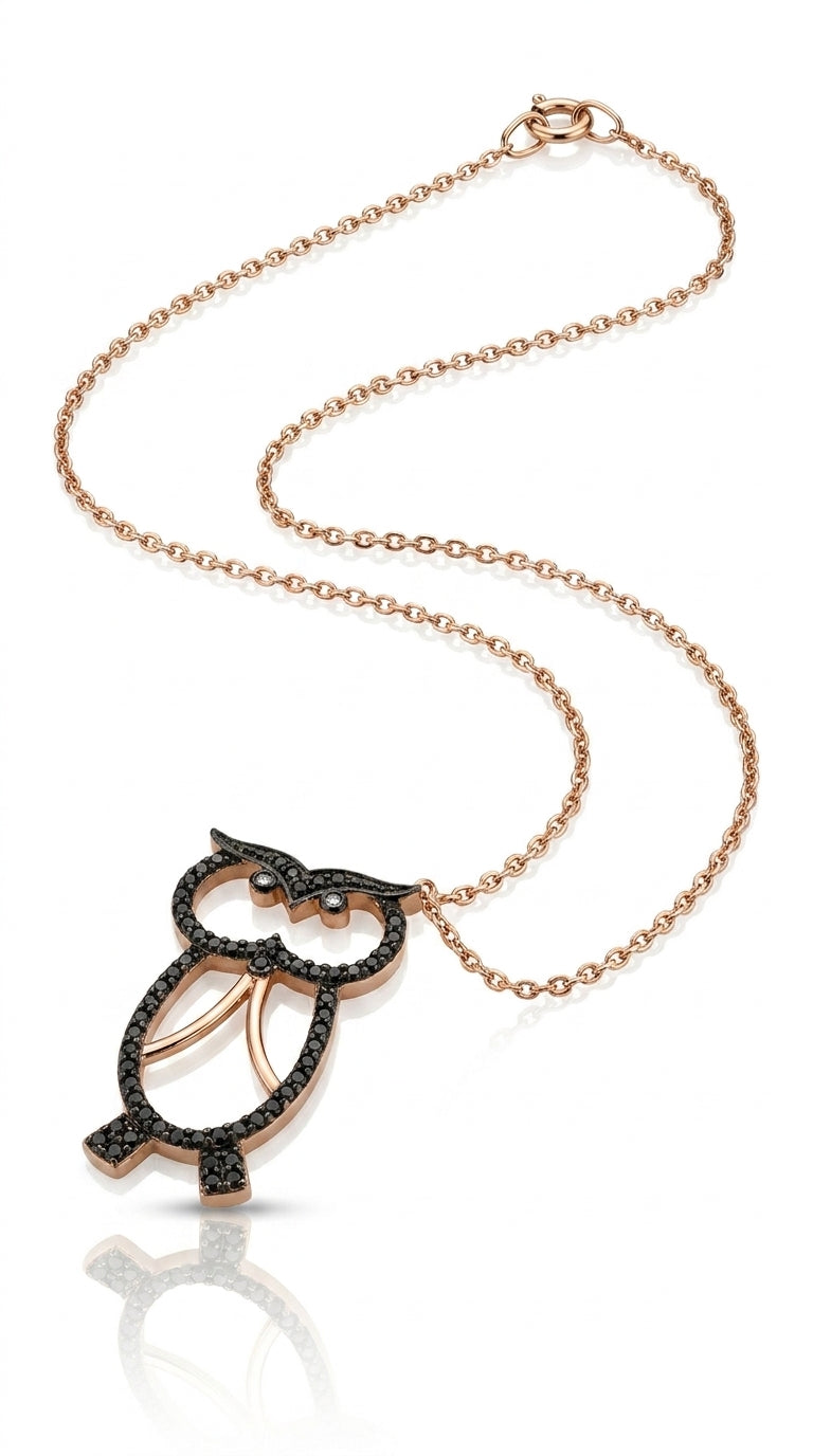 Celestial Guardian Owl Silver Necklace
