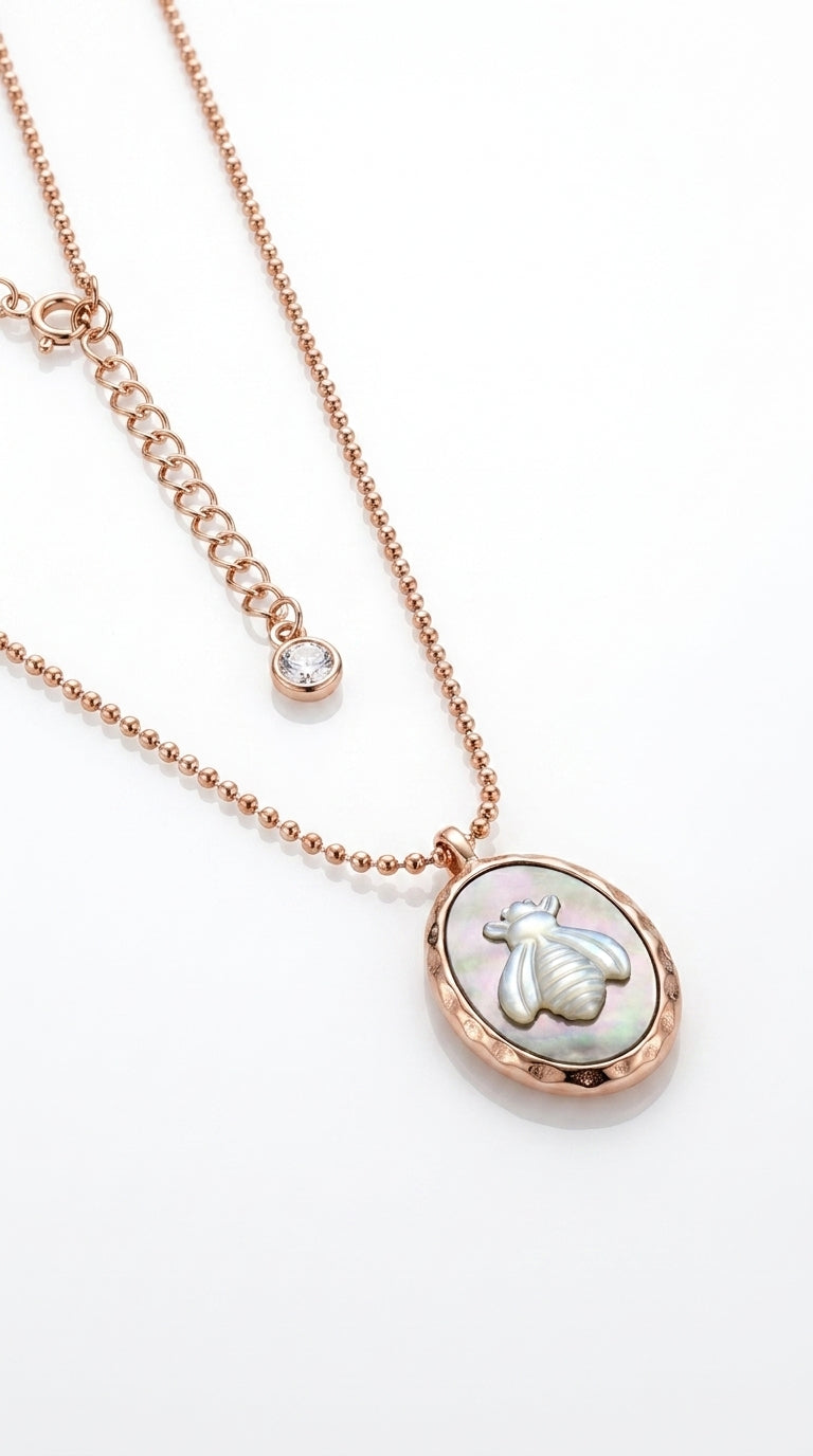 Vintage Honeybee Cameo Necklace