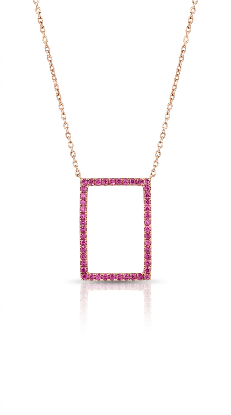 Magenta Muse Geometric Frame Necklace