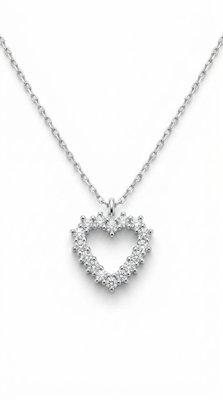 Radiant Pavé Heart Halo Necklace