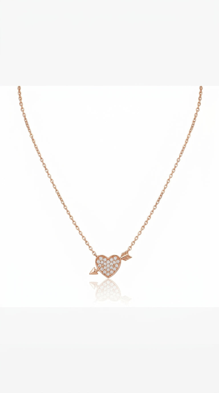 Cupid’s Arrow Pavé Heart Necklace