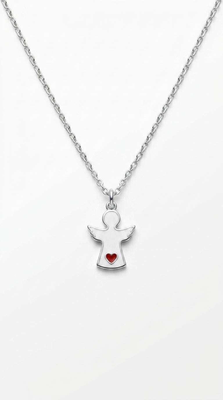 Sweet Guardian Angel Heart Necklace