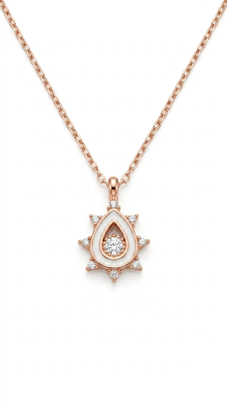 Radiant Solar Drop Silver Necklace