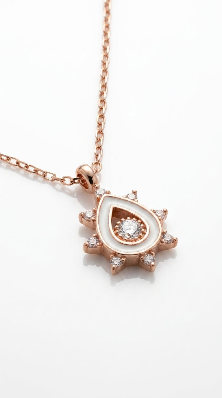 Radiant Solar Drop Silver Necklace