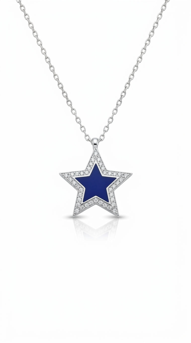 Radiant Galaxy Blue Star Necklace