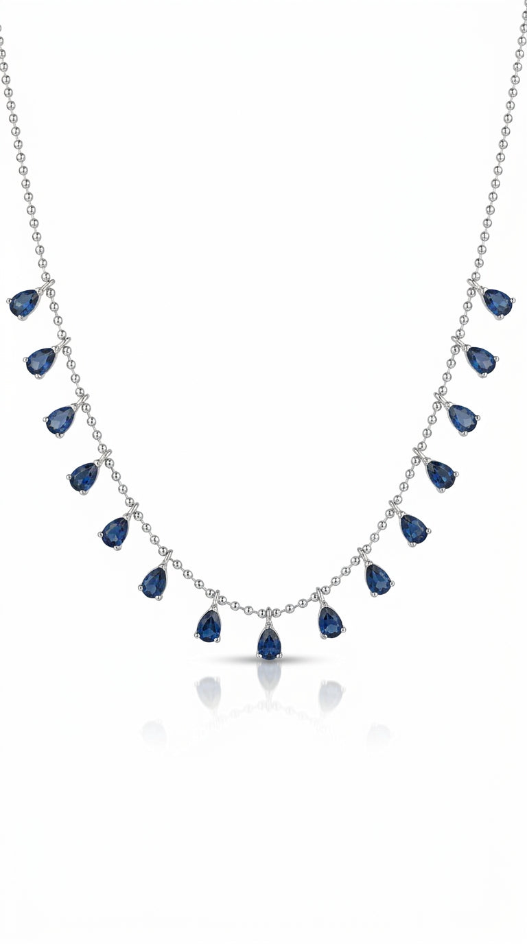 Azure Raindrop Charm Necklace