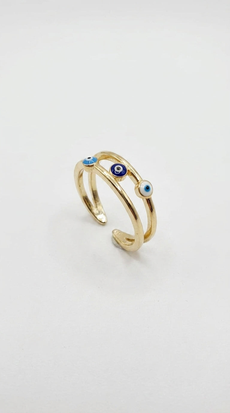 Triple Evil Eye Aura Ring