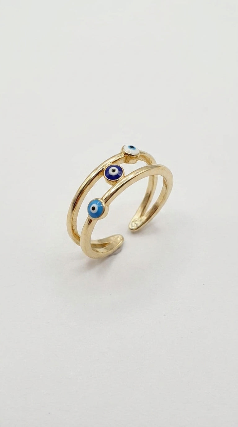 Triple Evil Eye Aura Ring