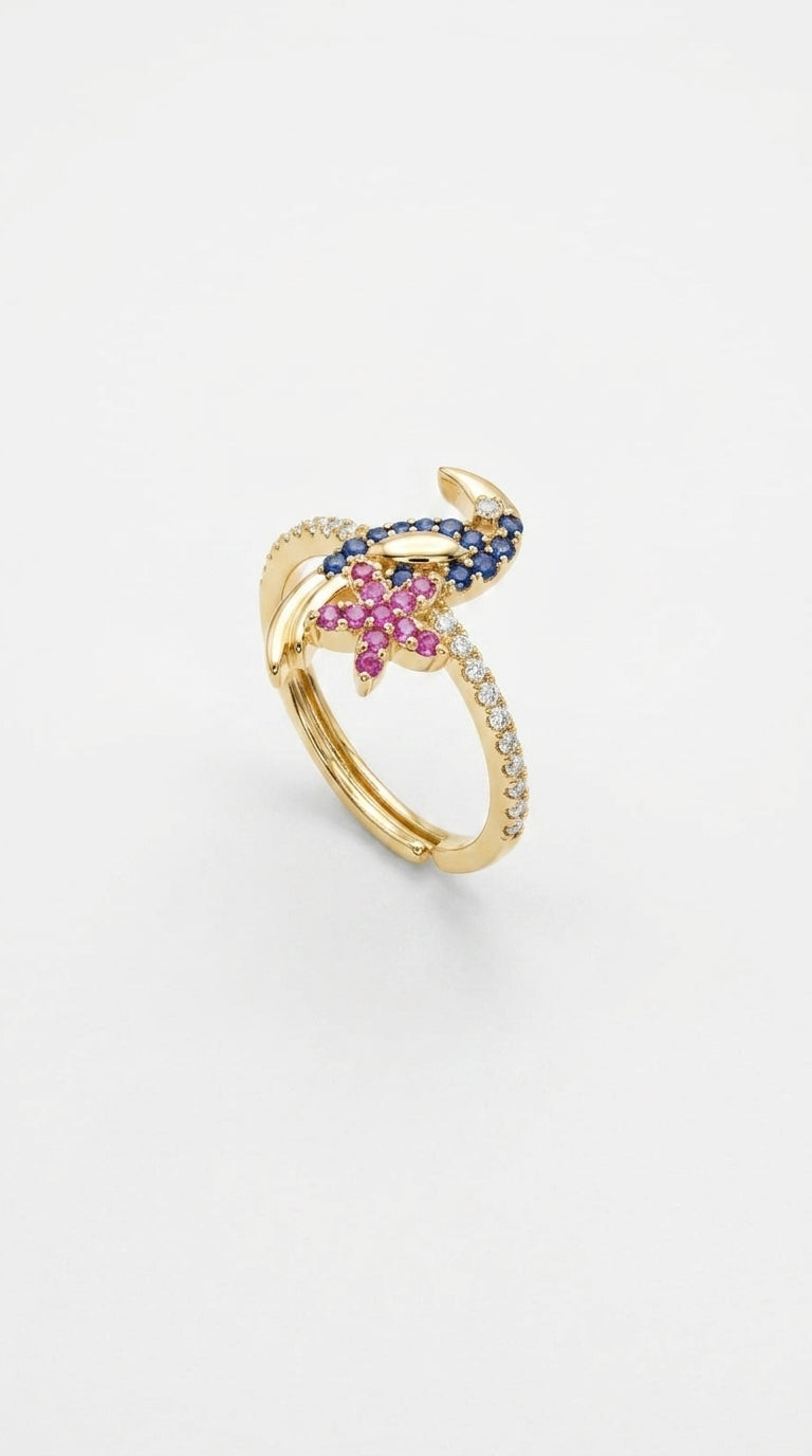 Tropischer Seestern- & Saphir-Tukan-Ring
