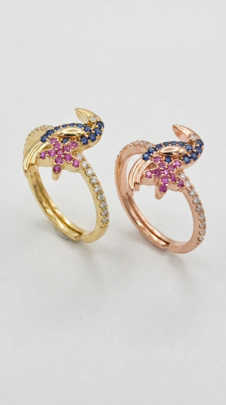 Tropischer Seestern- & Saphir-Tukan-Ring
