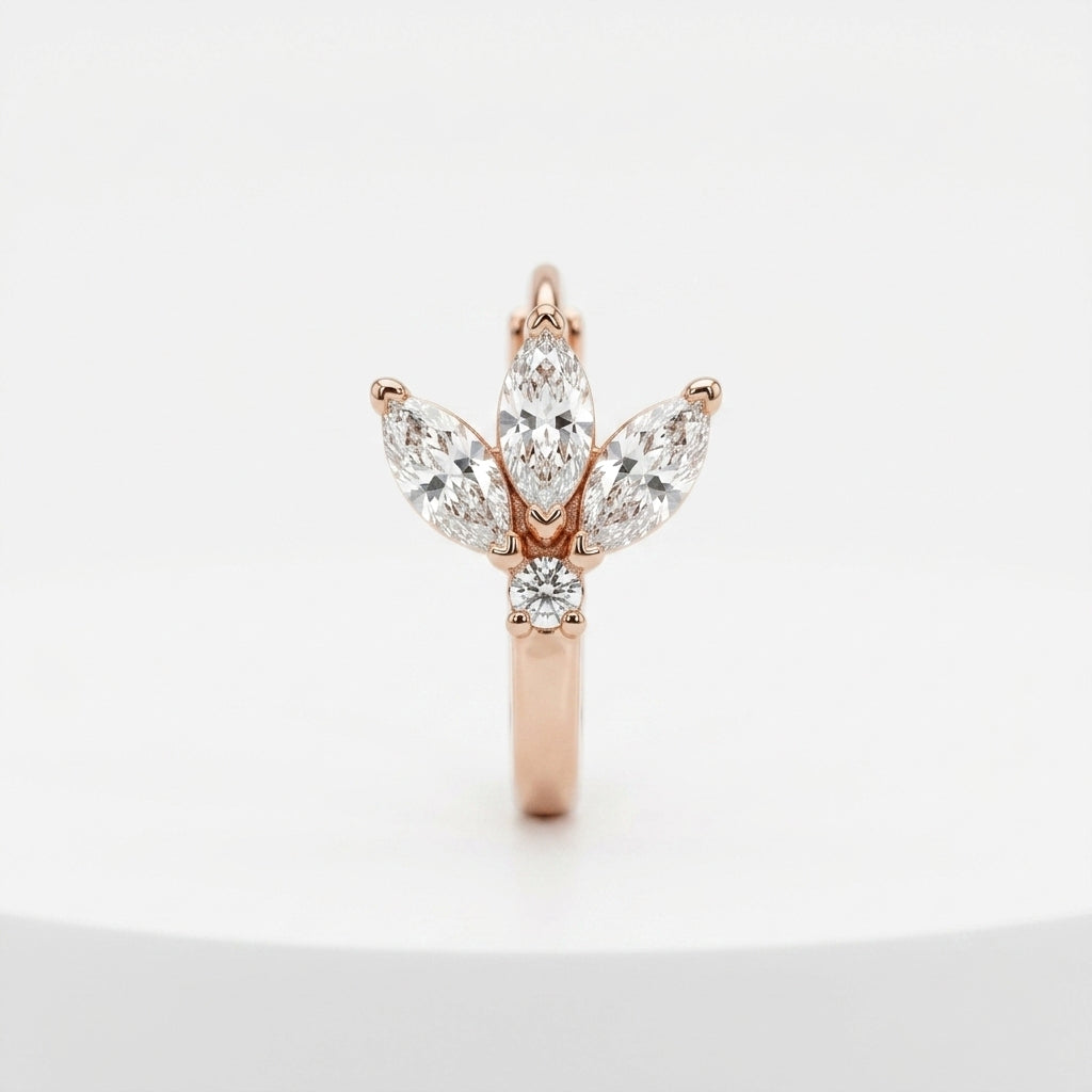 Rose Gold Floral Marquise Huggies