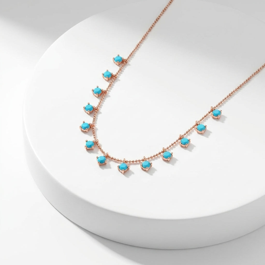 Turquoise Bead Drop Necklace