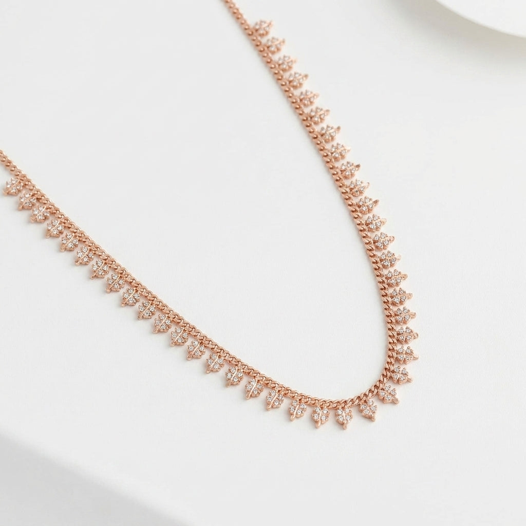 Crystal Clover Fringe Necklace