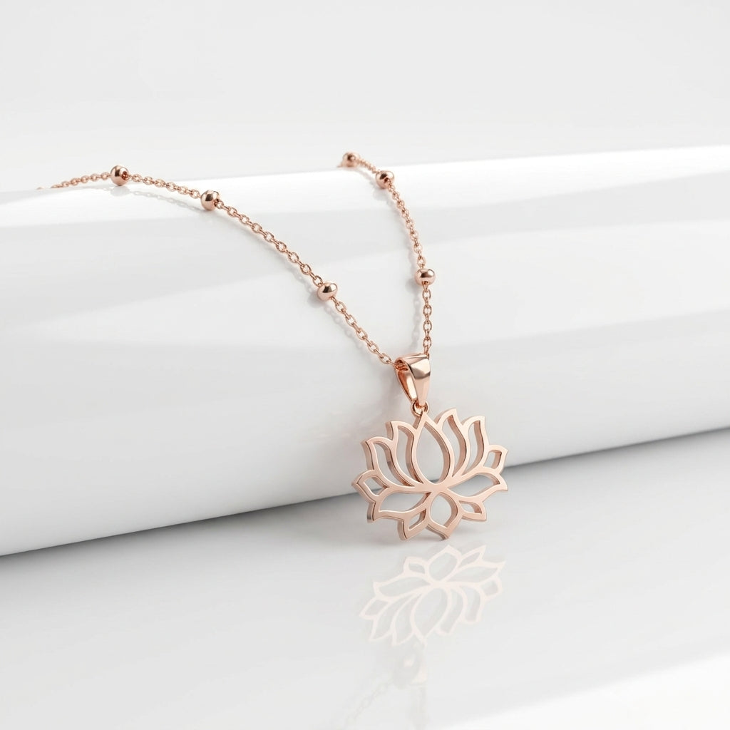Golden Lotus Pendant Necklace