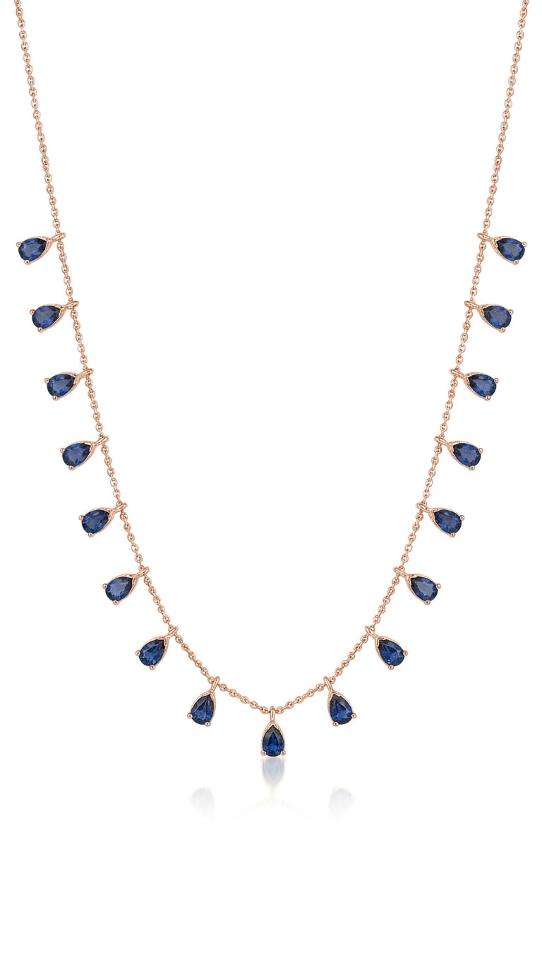 Azure Raindrop Charm Necklace