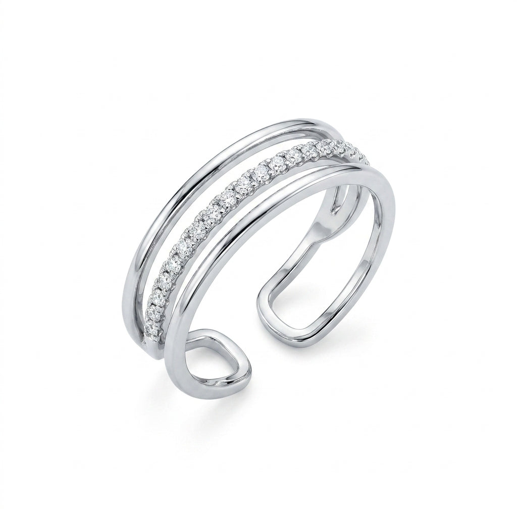 The Layered Pavé Open Ring