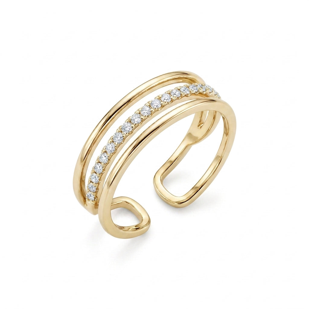 The Layered Pavé Open Ring