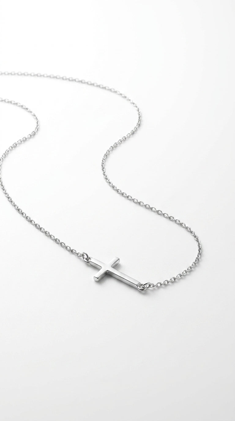Sideways Cross Minimalist Necklace