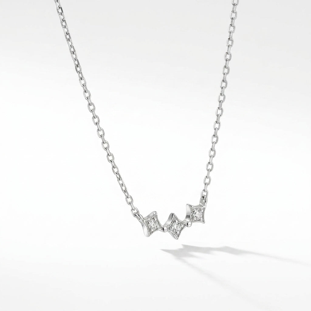 Triple Starburst Pendant Necklace