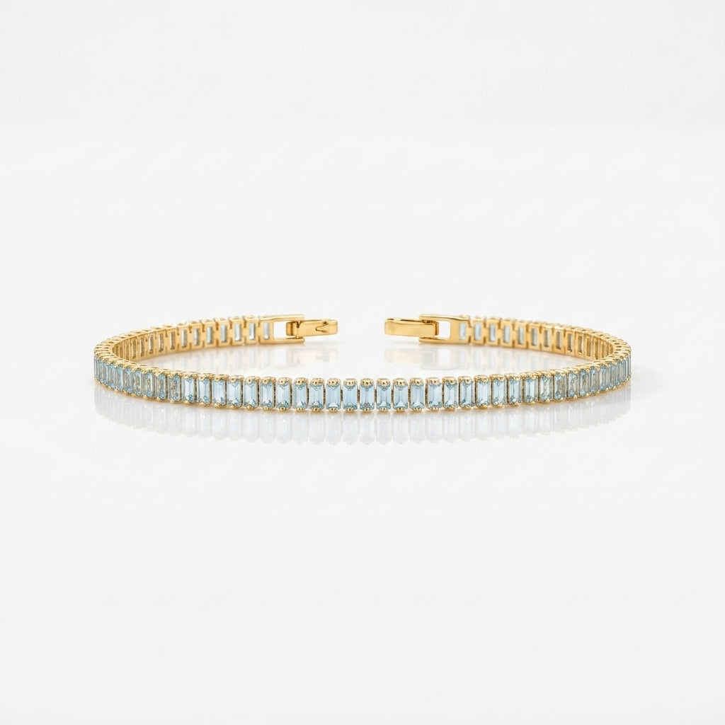 Pastel Blue Baguette Tennis Bracelet