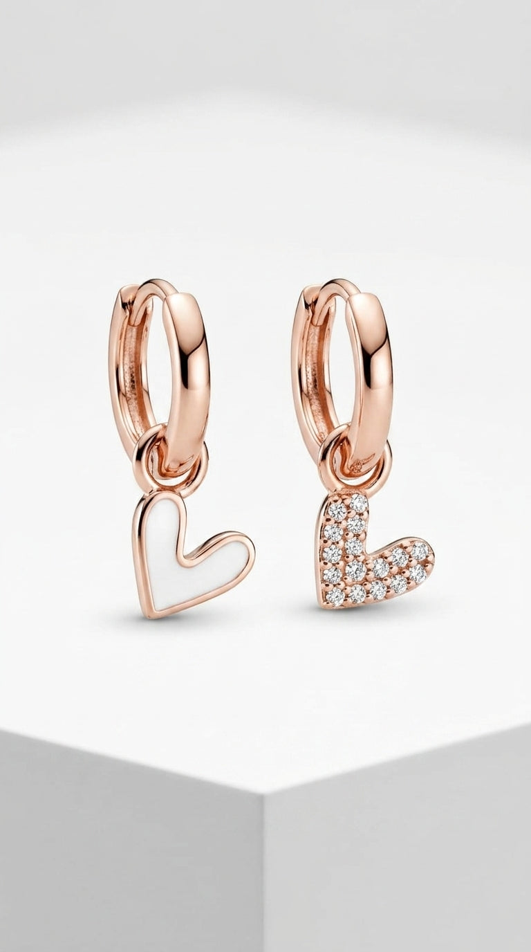 Contrast Elegance Heart Hoops