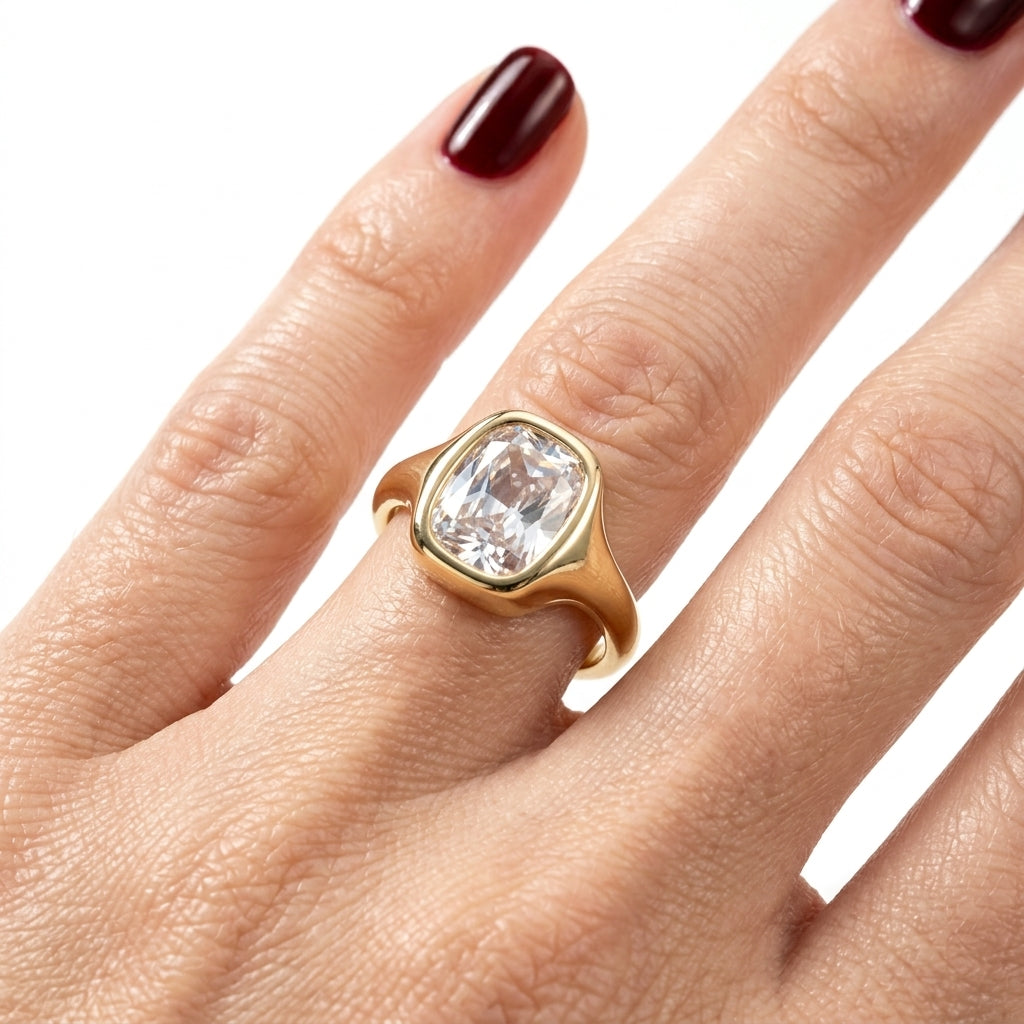 Chunky Bezel Solitaire Ring