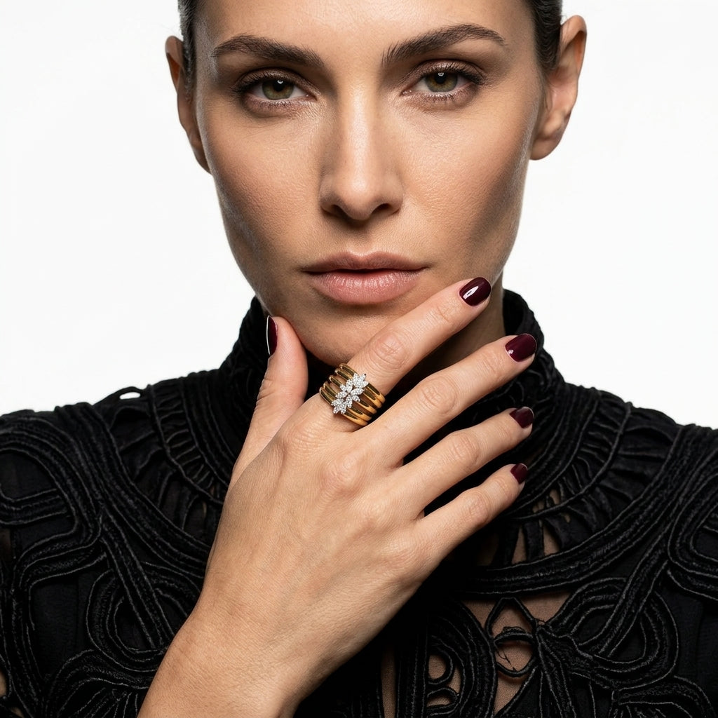 The Floral Starburst Multi-Band Ring
