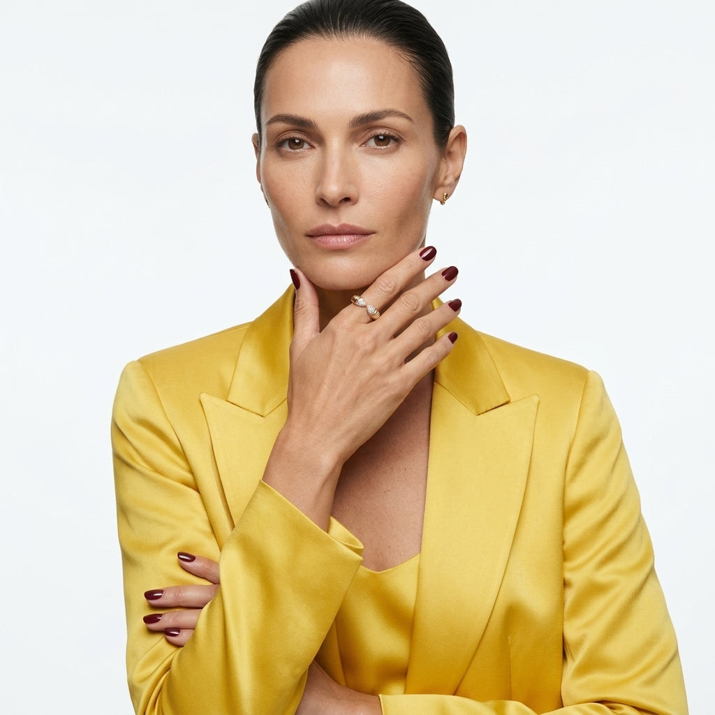 The Ribbed Teardrop Cuff Ring