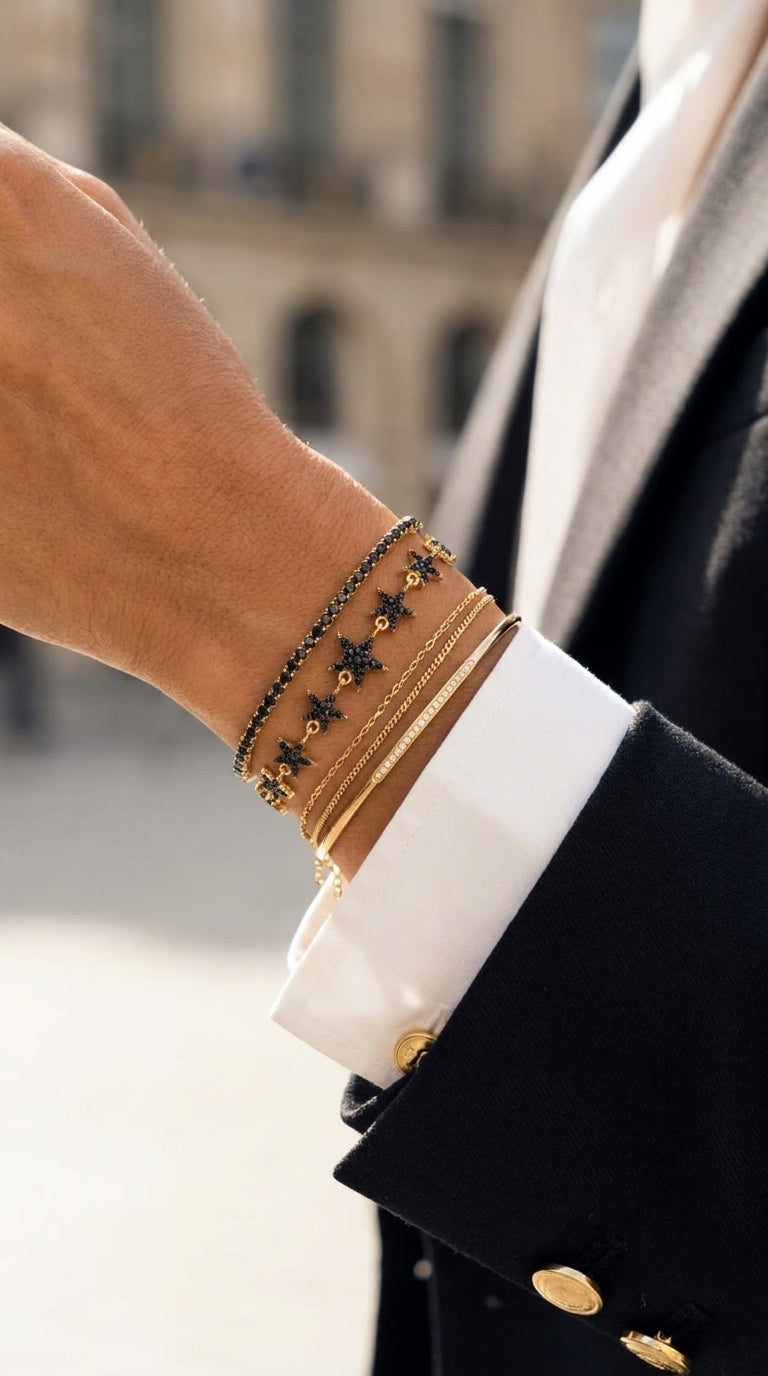 Stellar Onyx Pavé Star Bracelet