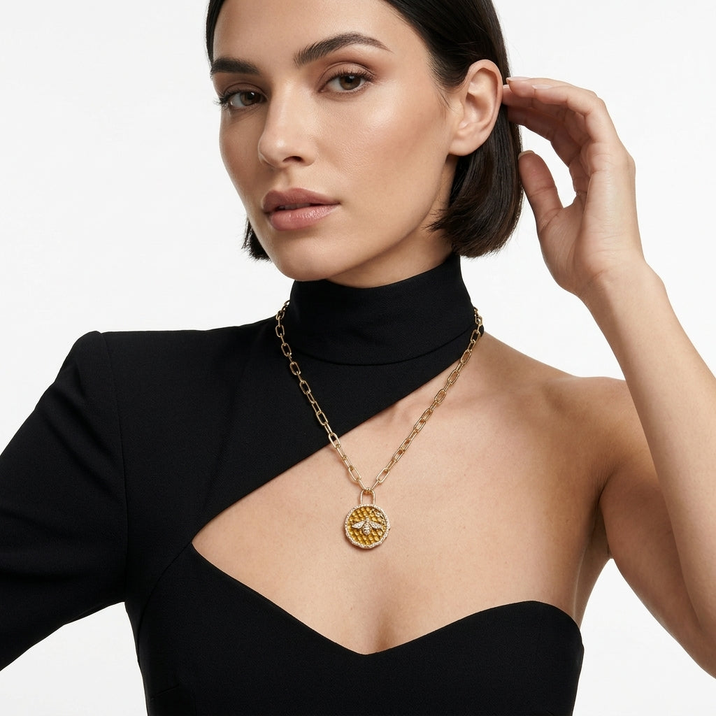 The Amber Hive Padlock Necklace
