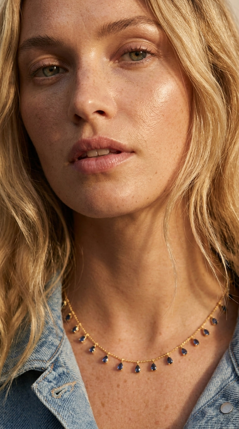 Azure Raindrop Charm Necklace