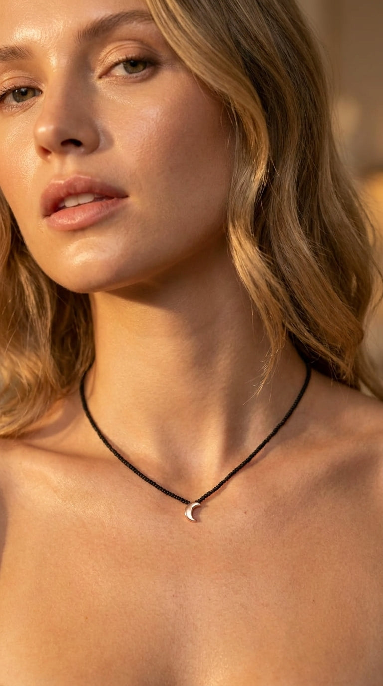 Vesper Onyx Moon Choker