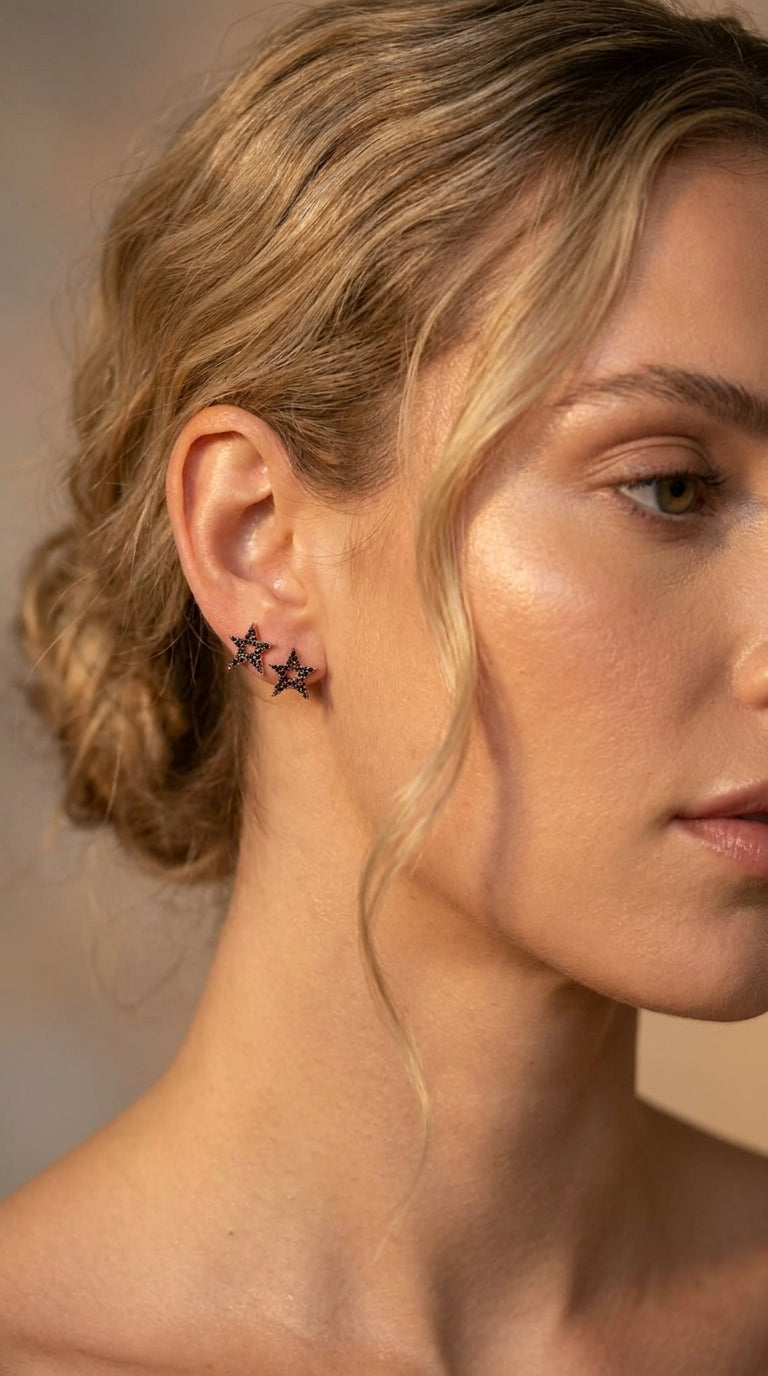 Obsidian Galaxy Star Earrings