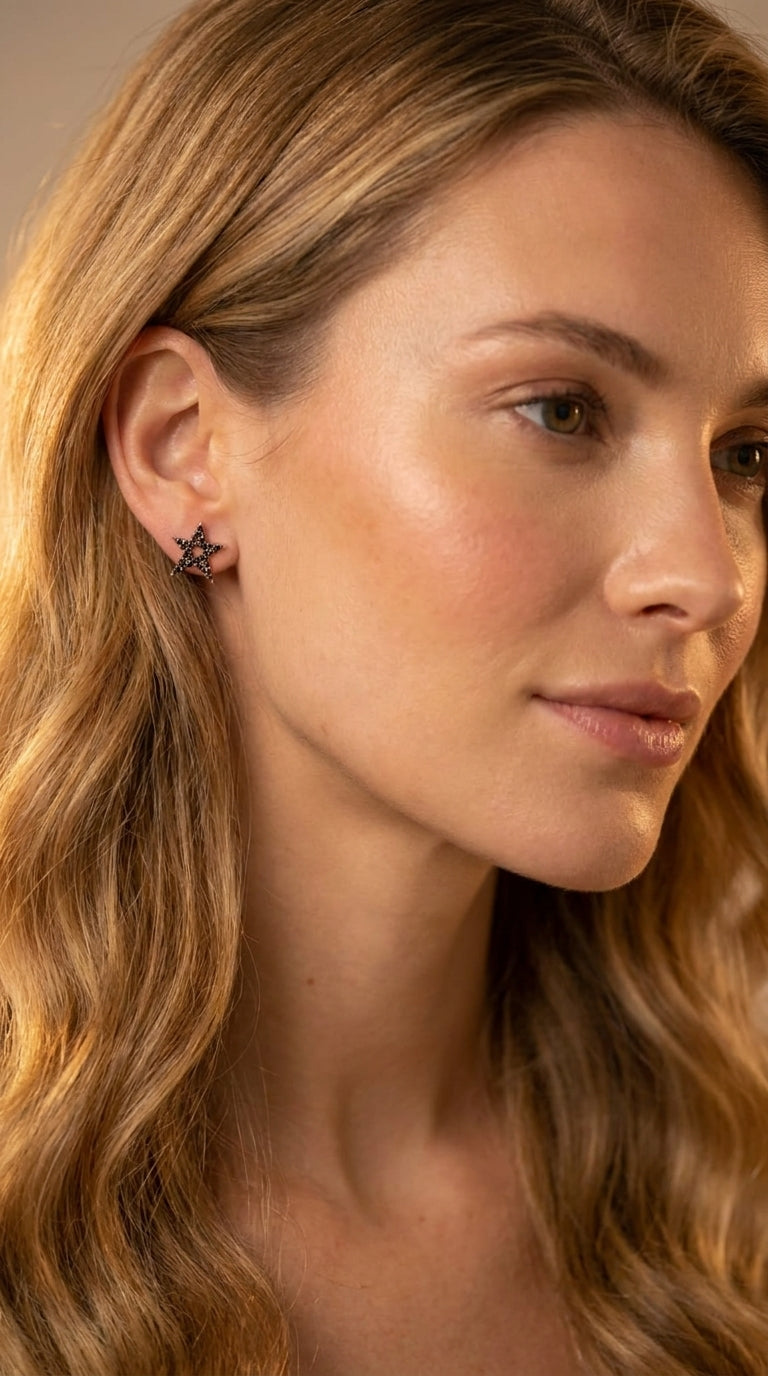 Obsidian Galaxy Star Earrings