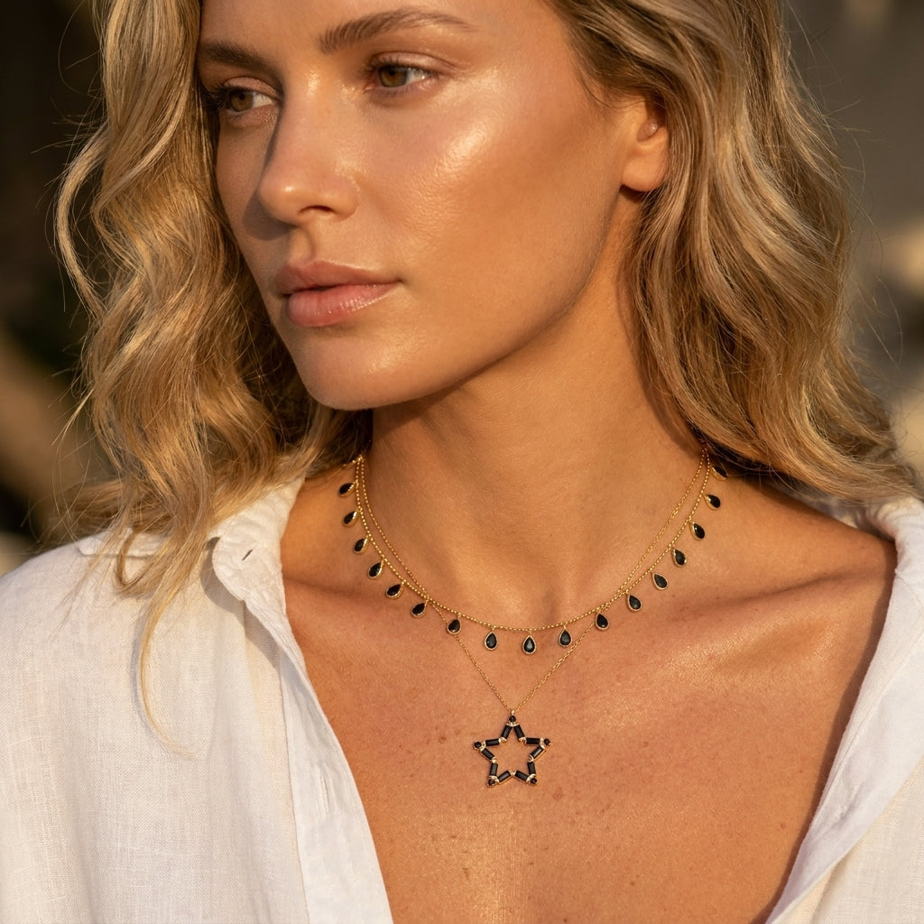 Midnight Star Baguette Necklace