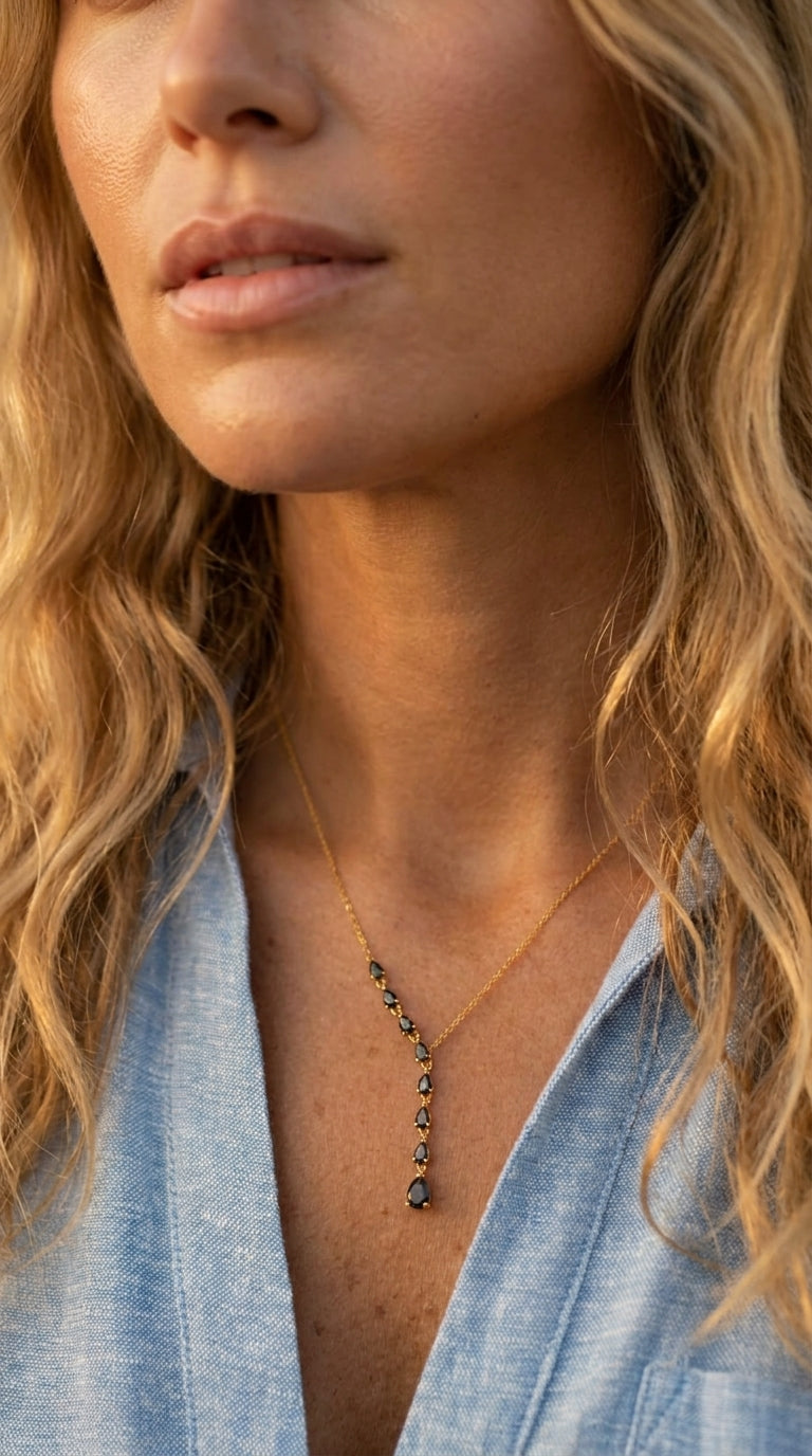 Midnight Onyx Cascade Y-Necklace