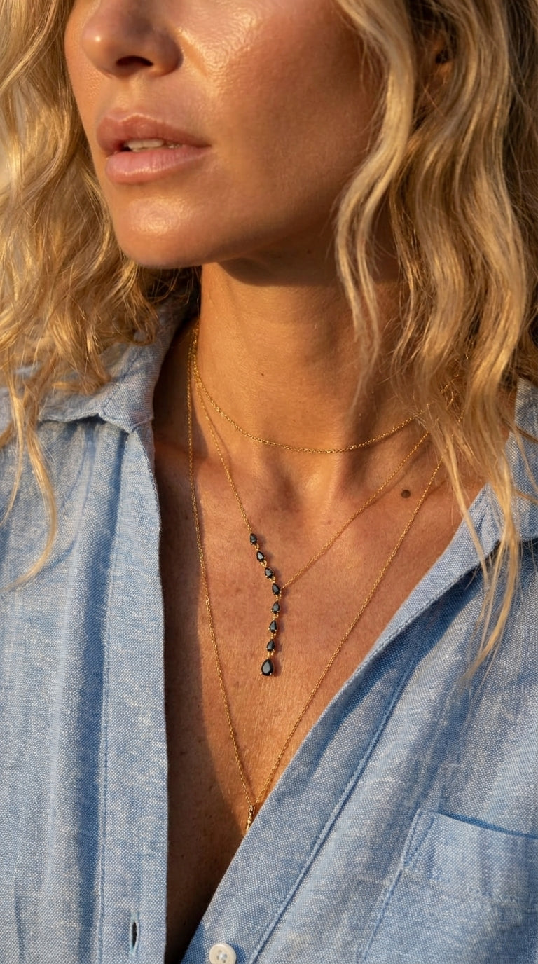 Midnight Onyx Cascade Y-Necklace