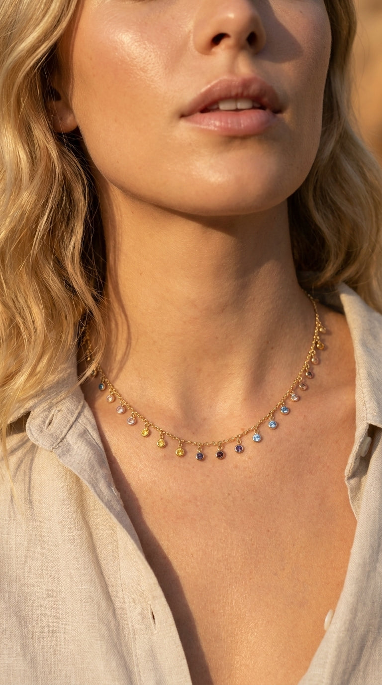 Spectrum Bloom Droplet Necklace