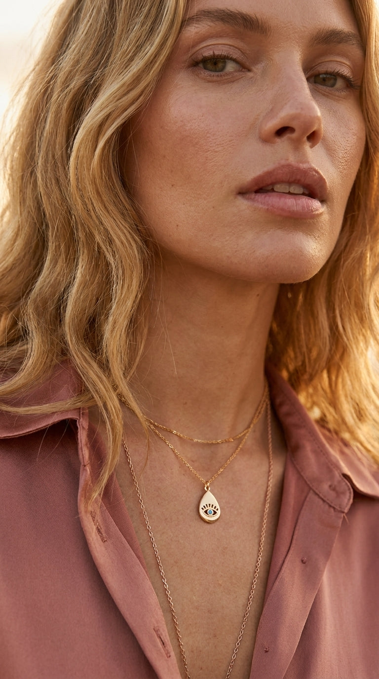 Radiant Teardrop Nazar Aura Necklace